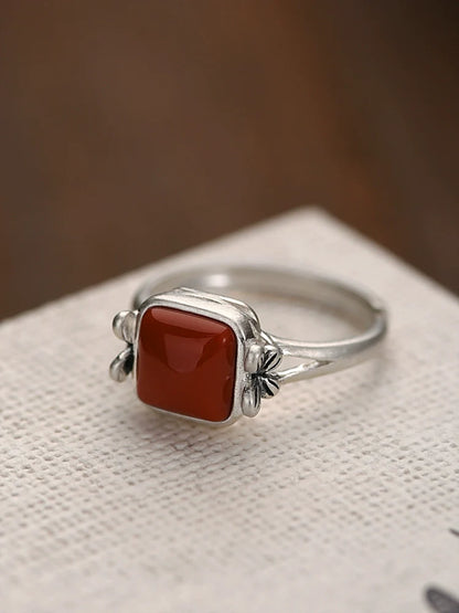 925 Silver Small Square Nanhong Ring (Women's)