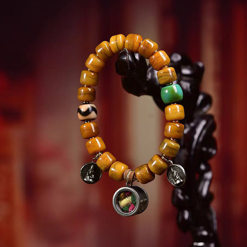Tibetan Camel Bone Bracelet with Agate Dzi Beads & Yak Bone Fox Pendant – Unique Handcrafted Tibetan-Style Bracelet - Touch Bling