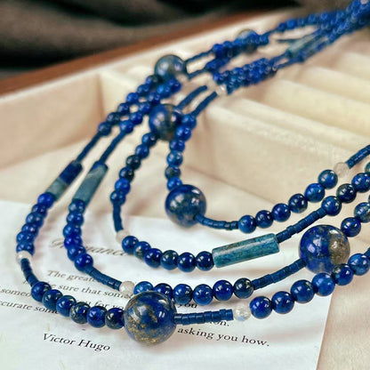 High Quality Natural Lapis Lazuli Long Necklace Handmade Beaded Necklace - Touch Bling
