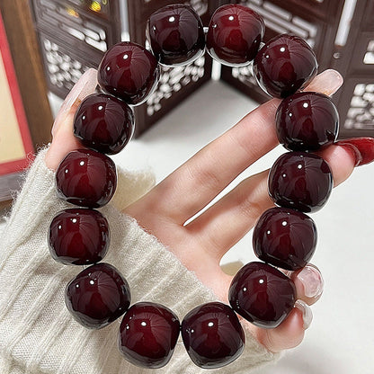Pulsera grande de semillas de Bodhi color cereza