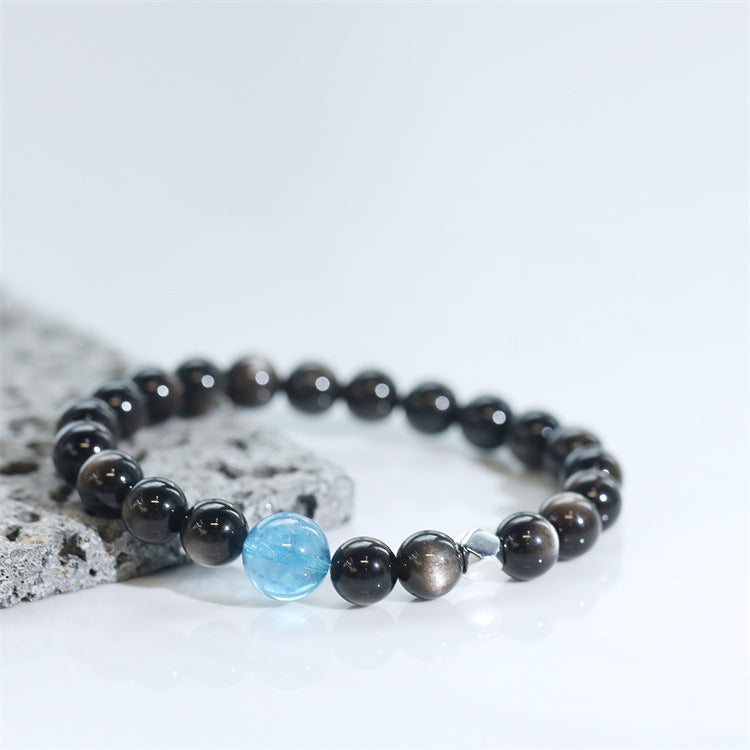 Natural Silver Obsidian DIY Design Simple Bracelet - Touch Bling