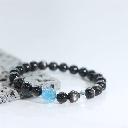 Natural Silver Obsidian DIY Design Simple Bracelet - Touch Bling