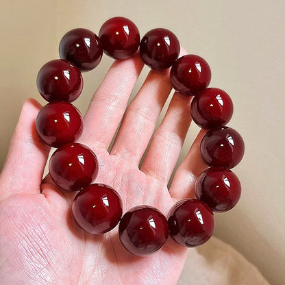 Pulsera grande de semillas de Bodhi color cereza