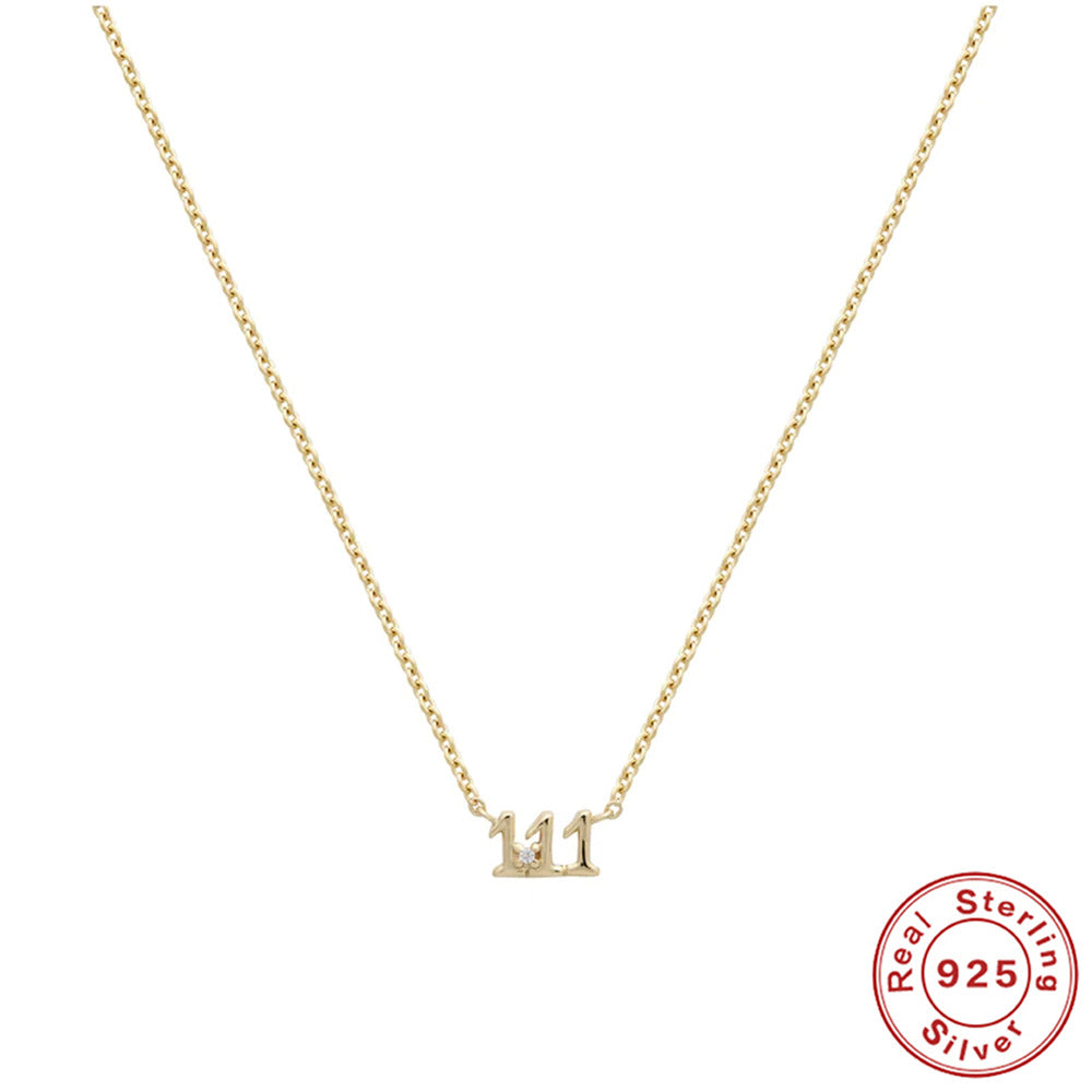 S925 Sterling Silver Angel Number 777 Necklace Zirconia Pendant Dainty Necklace - Touch Bling