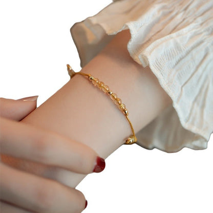 Natural Rutilated Quartz DIY Hand-woven Women's Adjustable Crystal Bracelet - Touch Bling