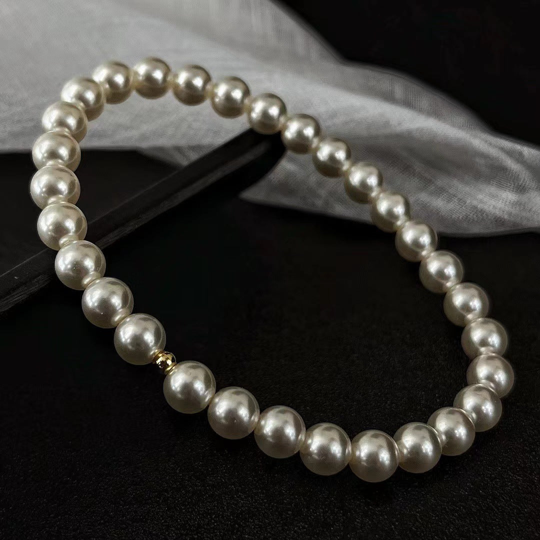 6MM Retro Warm White Artificial Pearl Bracelet Imitation Pearl Bracelet for Women - Touch Bling