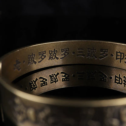 Tibetan Vintage Copper Bracelet The Heart Sutra Six-Character Mantra Bracelet