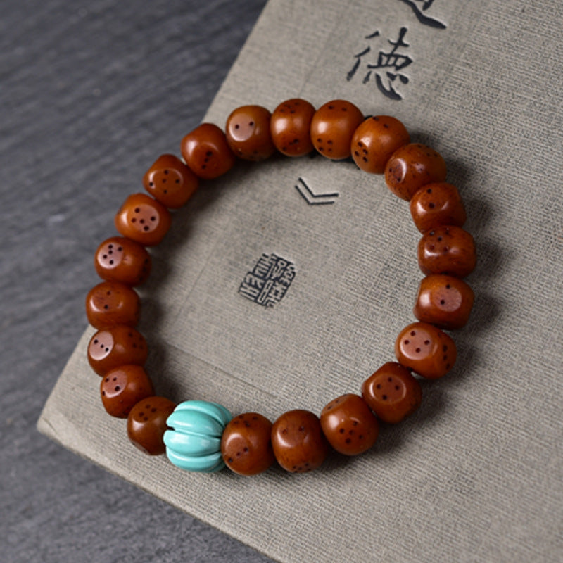 Natural Old Camel Bone Bracelet, Pure Hand-carved Dice Tibetan Bead Bracelet - Touch Bling