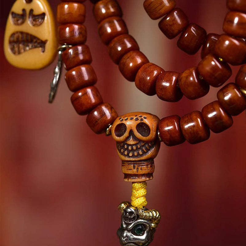Tibetan Yak Bone 108 Mala Beads with Agate Line Beads and Adai Accessories - Touch Bling