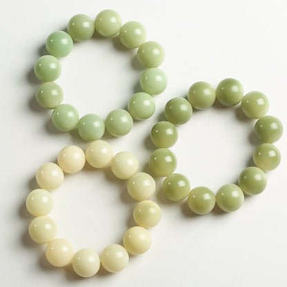 Natural Bodhi Buddha Beads  Beads Large Green Jade Bodhi Round Bead Bracelet