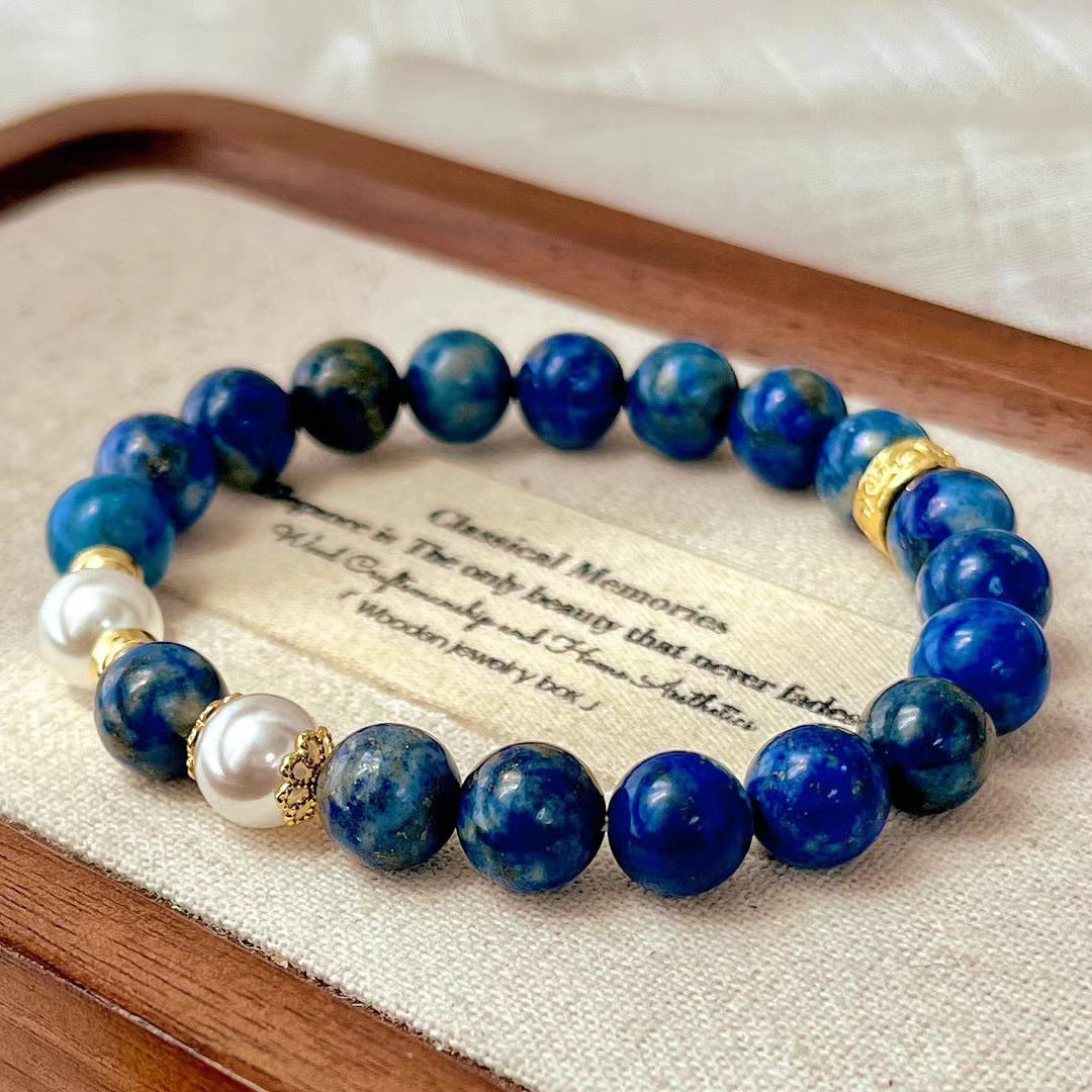 Retro Natural Lapis Lazuli Bracelet Premium Handmade Beaded Bracelet - Touch Bling