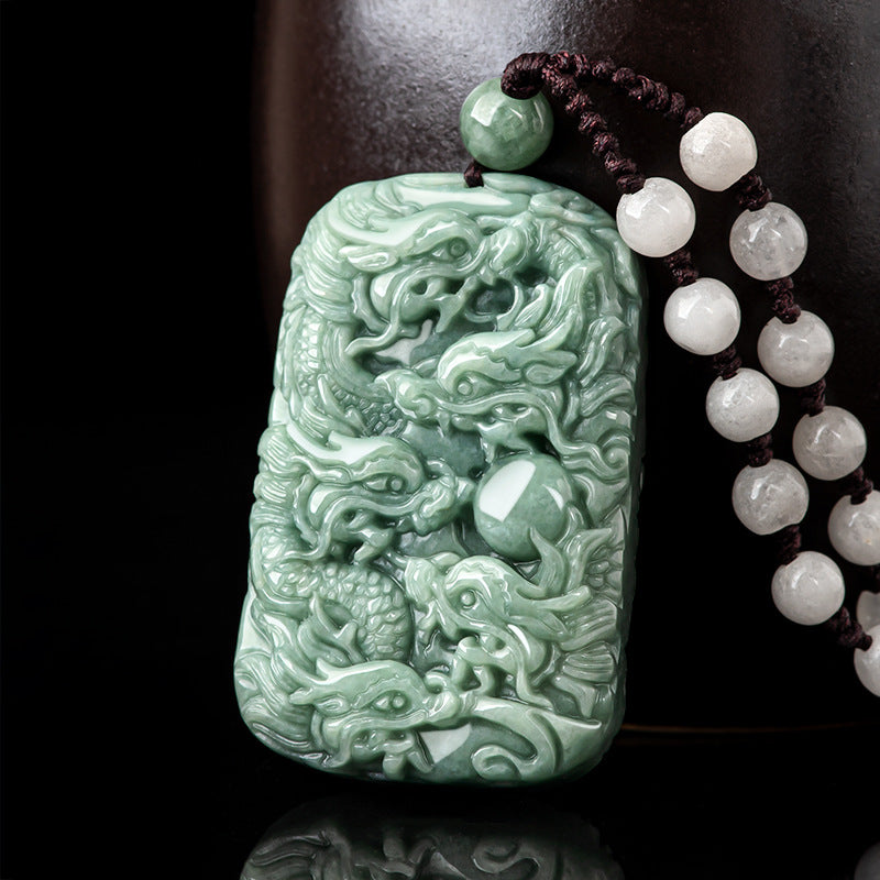 Natural A-Grade Jadeite Nine-Dragon Talisman Pendant – Protect Your Zodiac with Power & Luck - Touch Bling
