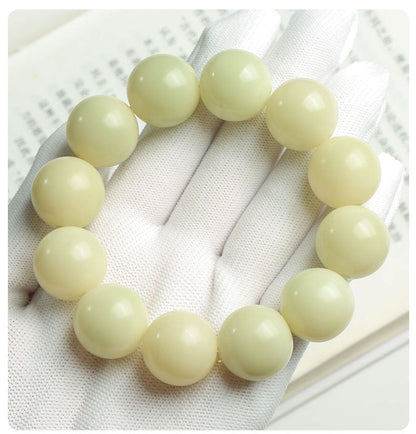 Natural Bodhi Buddha Beads  Beads Large Green Jade Bodhi Round Bead Bracelet