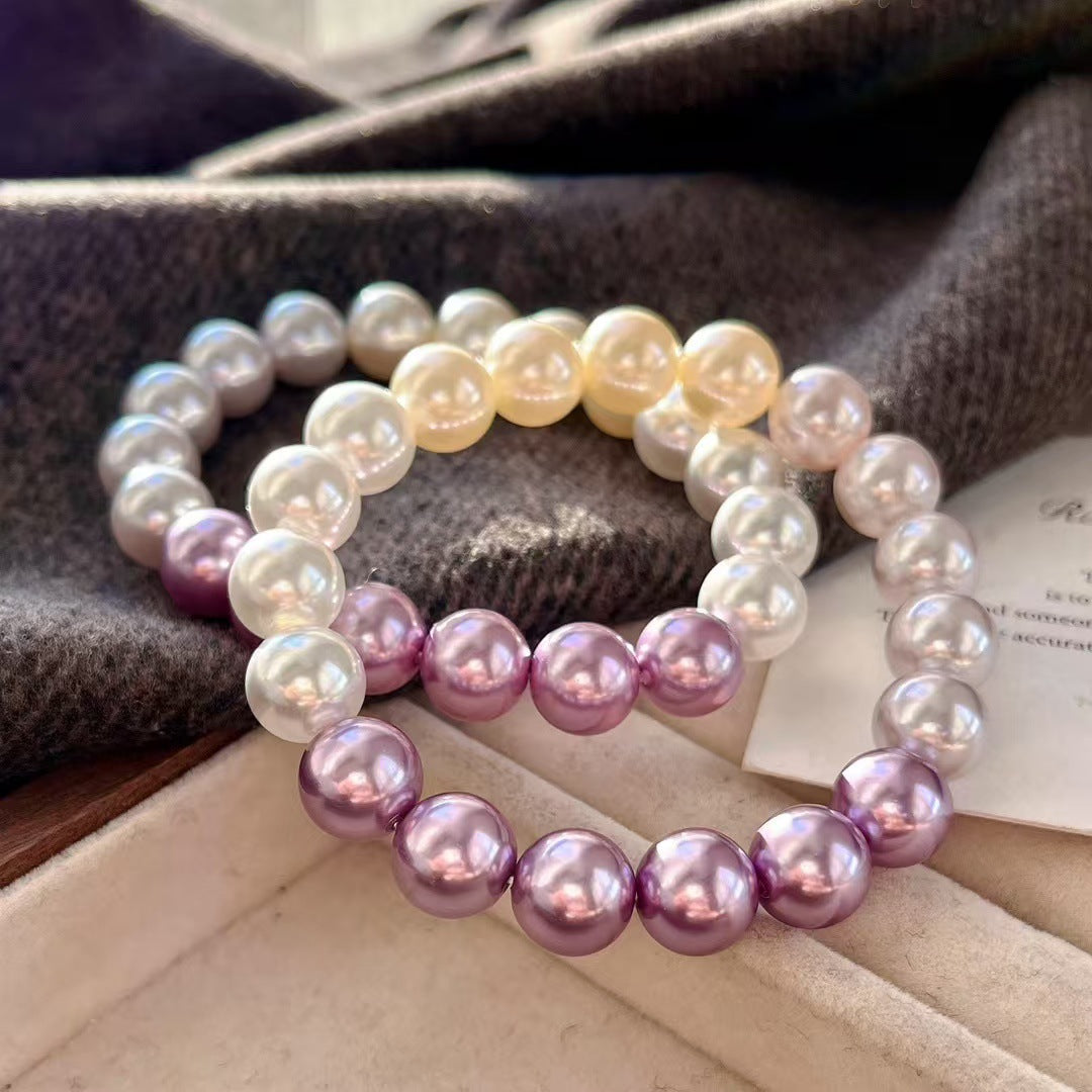 10mm High Quality Artificial Crystal Pearl Bracelet Gradient Color bracelet - Touch Bling