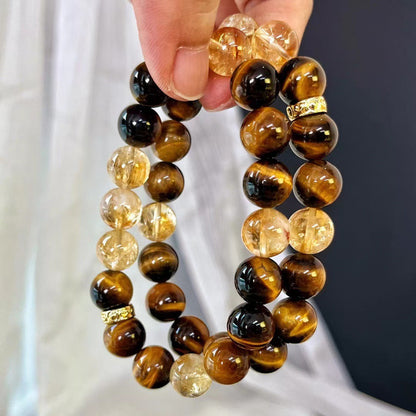 10MM New Maillard Style Natural Citrine Bracelet Natural Tiger's Eye Premium Bracelet - Touch Bling