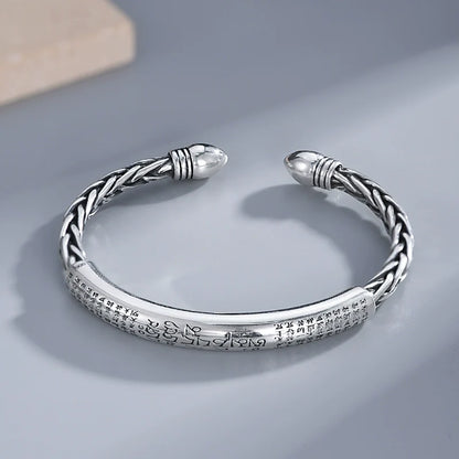 Tibetan Bracelet Pure Silver Heart Sutra Bracelet for Inner Peace