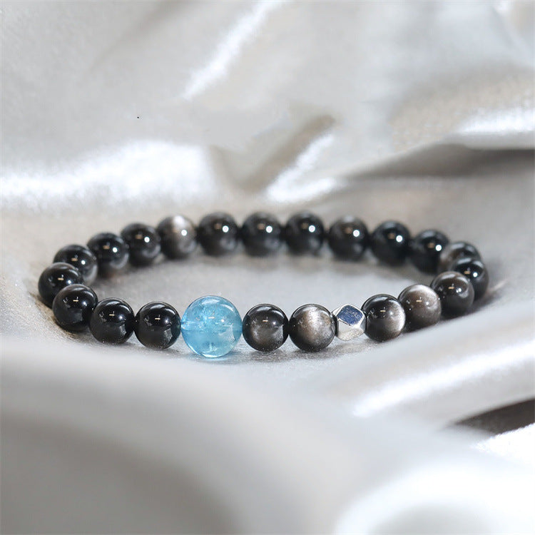 Natural Silver Obsidian DIY Design Simple Bracelet - Touch Bling