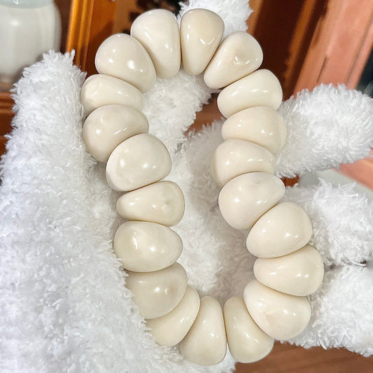 Natural Tagua Nut Garlic Bead Bracelet in Extra Large Size 20MM - Touch Bling