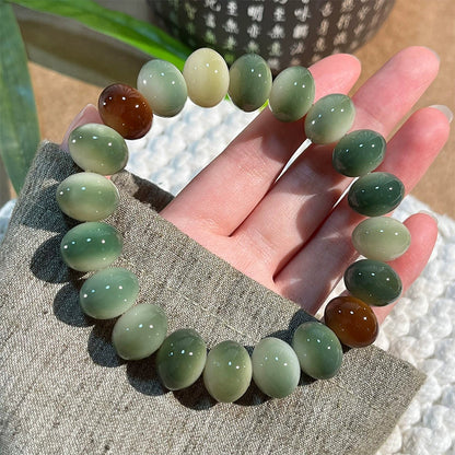 Natural Color Jade-Bodied Bodhi Prayer Bead Bracelet, 14mm - Touch Bling