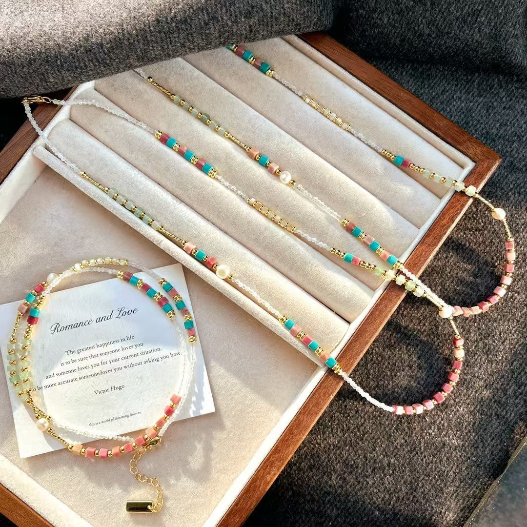 Natural Moonstone Necklace Ladies Clavicle Chain Necklace - Touch Bling