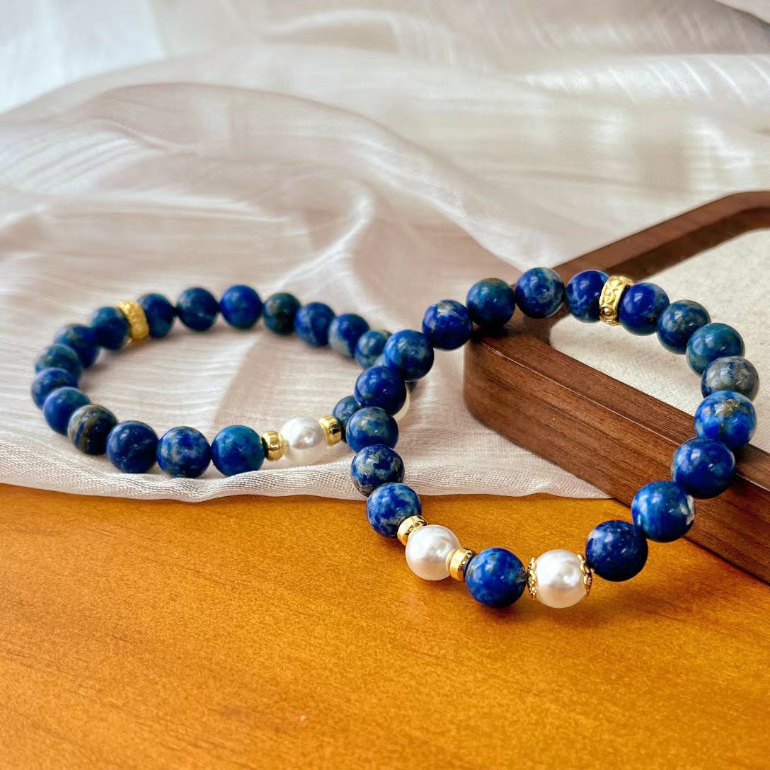 Retro Natural Lapis Lazuli Bracelet Premium Handmade Beaded Bracelet - Touch Bling