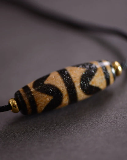 Tibetan Nine-Eyed Beads Pendant Unisex Dzi Beads Necklace