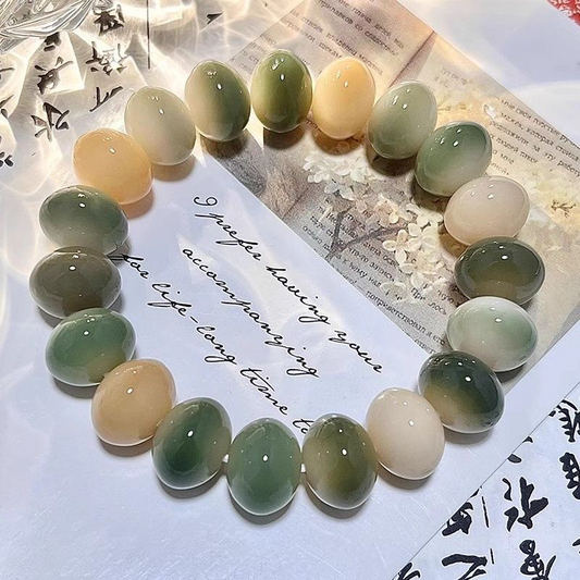 Natural Color Jade-Bodied Bodhi Prayer Bead Bracelet, 14mm - Touch Bling