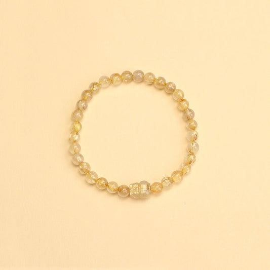 Natural Rutilated Quartz Handmade Beaded Pixiu Bracelet - Touch Bling