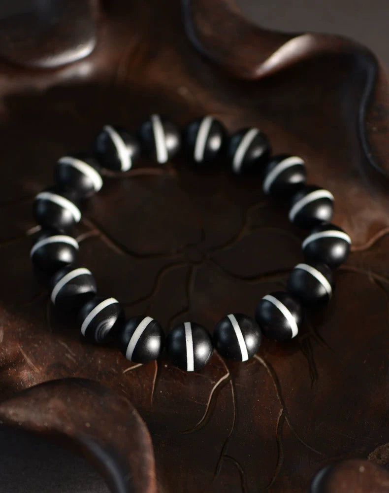Pulsera de amuleto de ágata antigua tibetana Dzi de una línea, de alta calidad. 