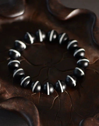 Pulsera de amuleto de ágata antigua tibetana Dzi de una línea, de alta calidad. 