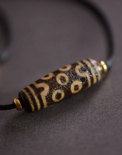 Tibetan Nine-Eyed Beads Pendant Unisex Dzi Beads Necklace
