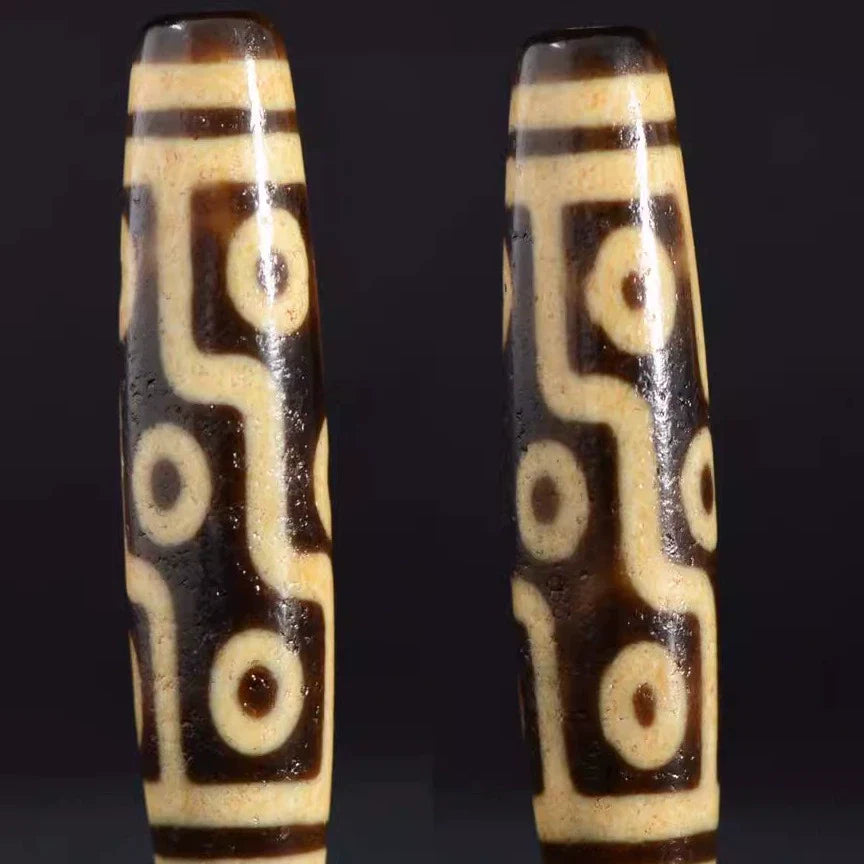 Tibetan Dzi Bead Pendant Agate, Length 58mm and Width 13mm, Totem Random - Touch Bling