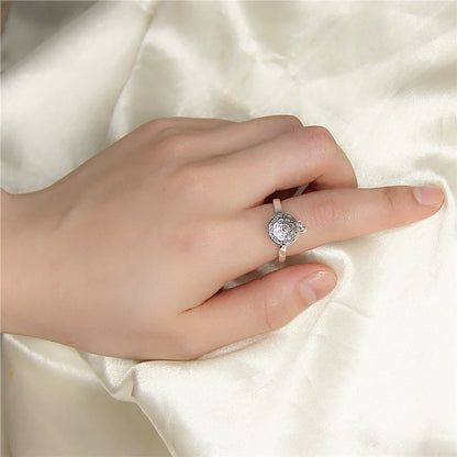 Six-Character Prayer Wheel Mantra Ring S925 Silver Jewelry Opening Adjustable - Touch Bling