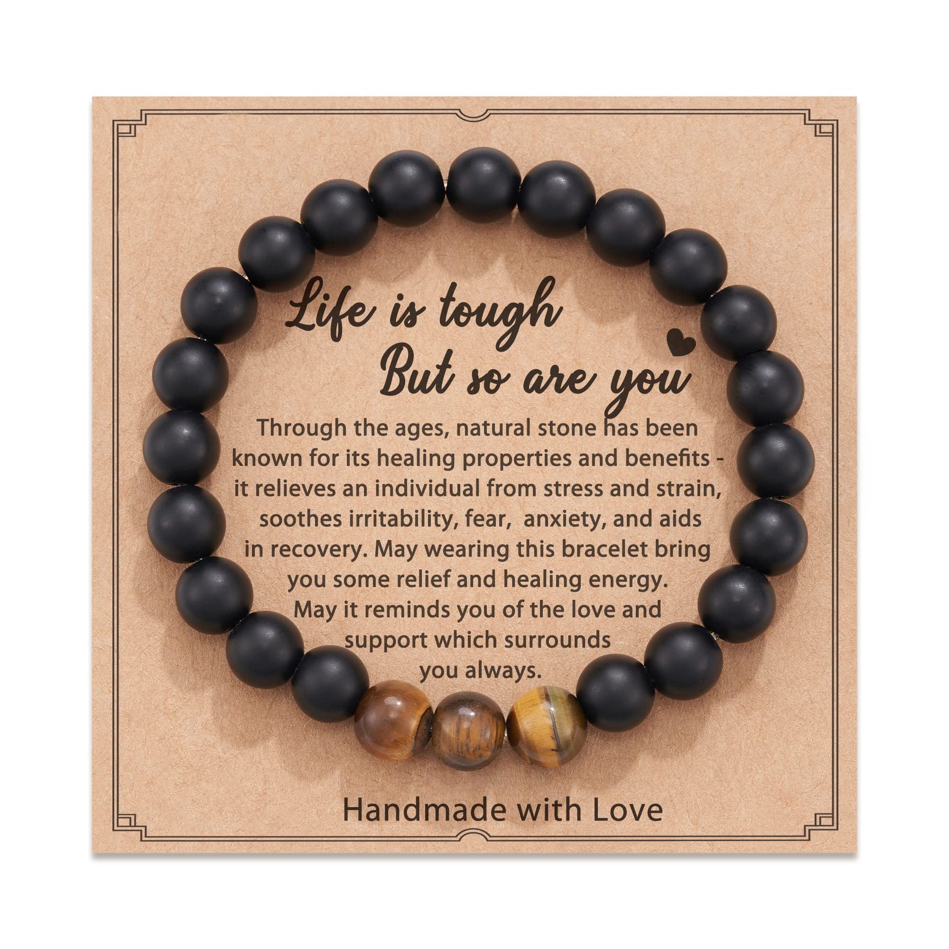 Flame Stone Energy Bracelet Single Circle Round Bead Bracelet - Touch Bling
