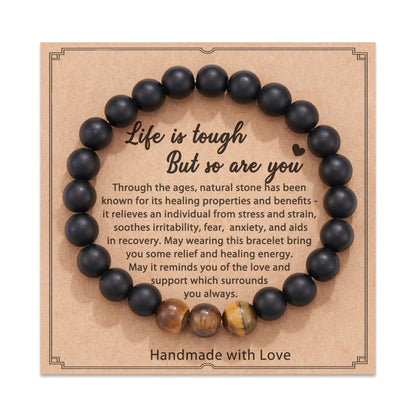 Flame Stone Energy Bracelet Single Circle Round Bead Bracelet - Touch Bling