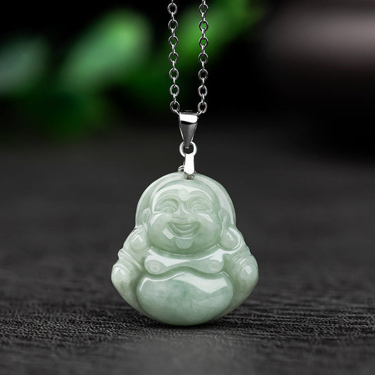 925 Silver Jadeite Little Buddha Pendant – A Grade Myanmar Jade, Lucky Charm - Touch Bling