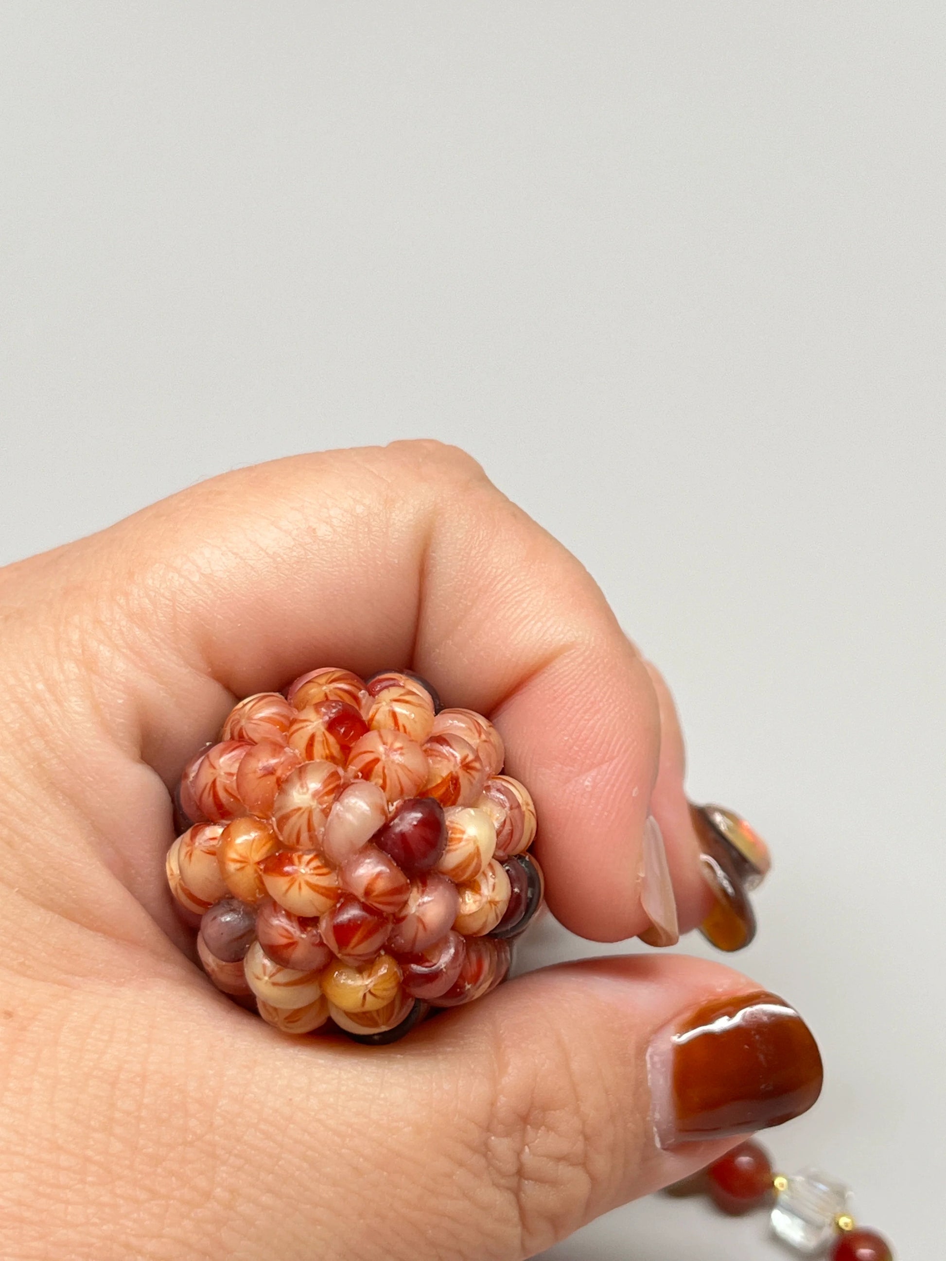 High-Transparency Gemstone Pink Blood Corn Ornament for Reducing Stress - Touch Bling