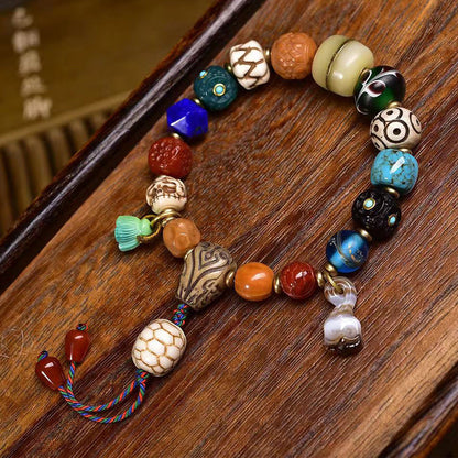 Tibetan Multi-Gemstone Agate Bracelet – Handcrafted Tibetan-Style Beaded Bracelet - Touch Bling