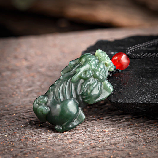 Natural Hetian Jade Wealth Pi Xiu Pendant – Prosperity and Protection - Touch Bling