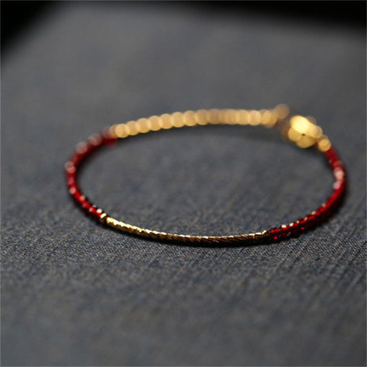 Faceted Red Spinel Bracelet 14K Gold-wrapped Accessories Fine Jewelry Simple and Light Luxury - Touch Bling