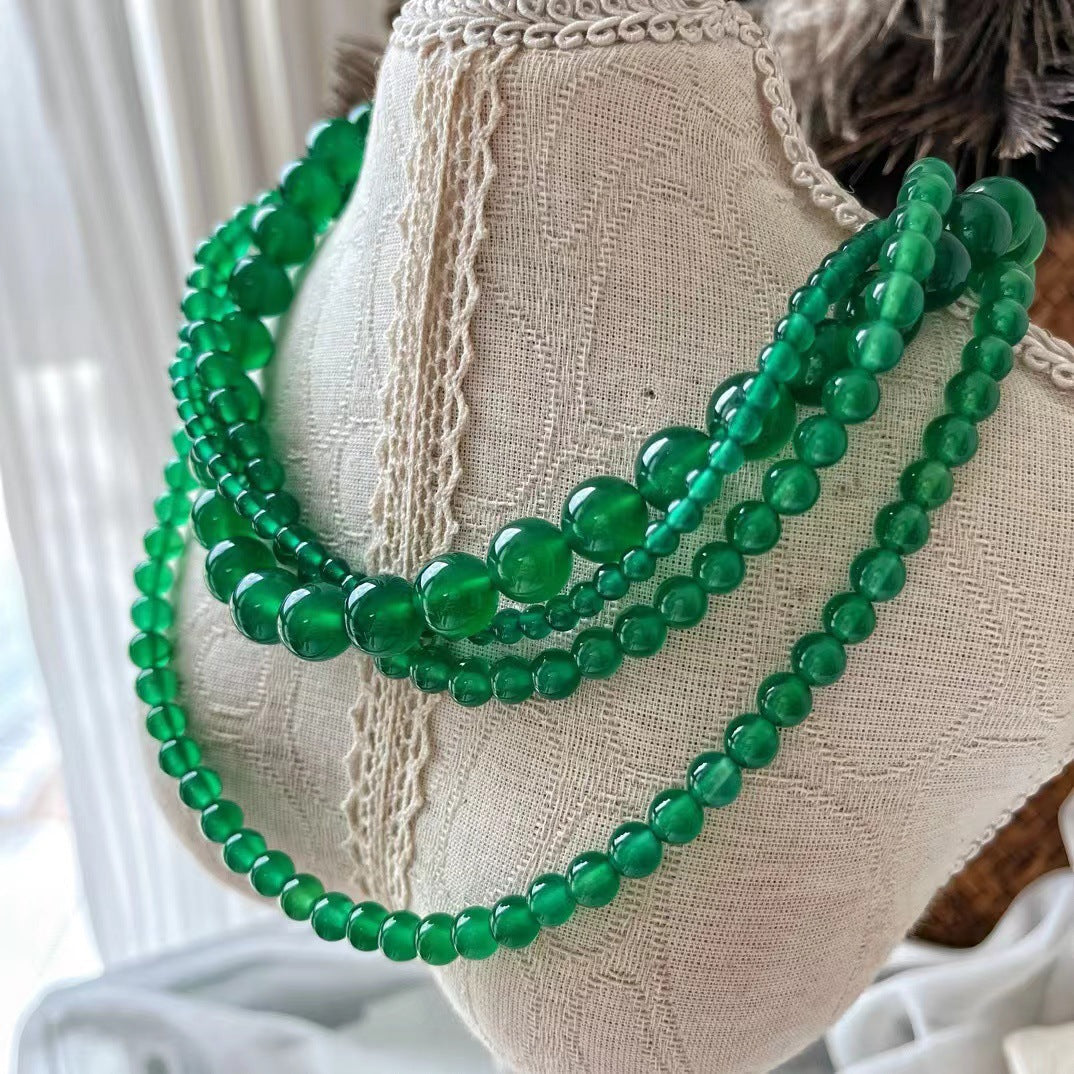 Natural Boutique Chrysoprase Necklace Retro Clavicle Chain Necklace for Female - Touch Bling