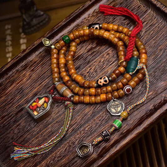 Tibetan Camel Bone 108 Mala Beads – Handcrafted Prayer Necklace - Touch Bling