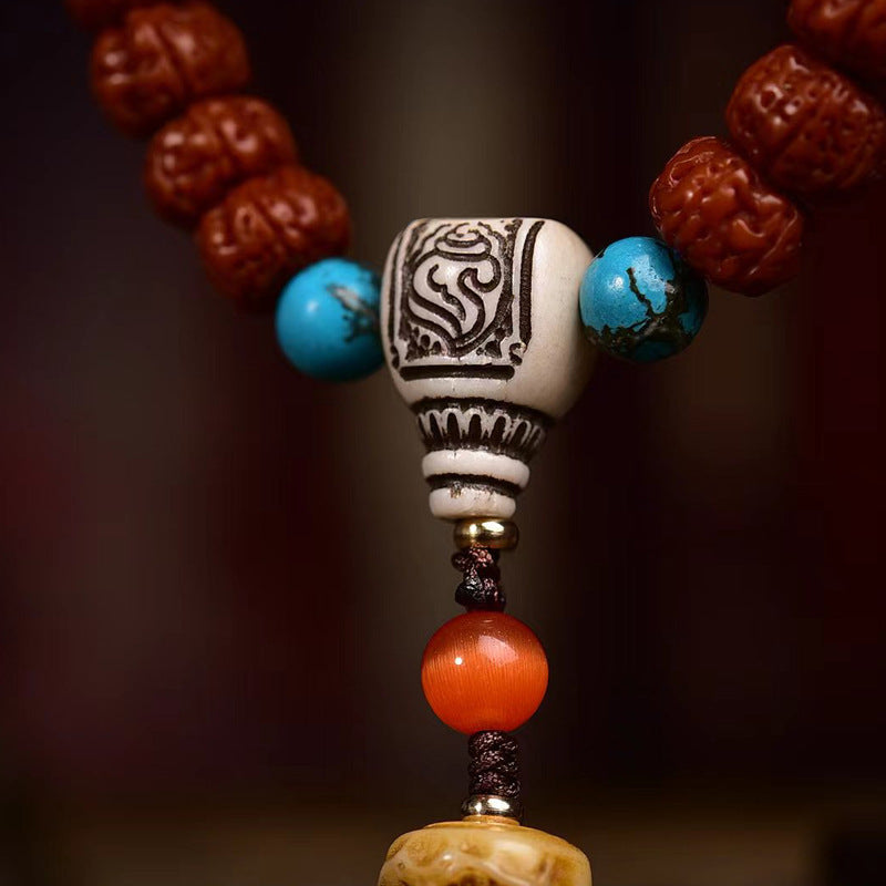 Tibetan-Style Small Vajra Bodhi Seed 108 Mala Beads – Handcrafted Buddhist Prayer Necklace - Touch Bling
