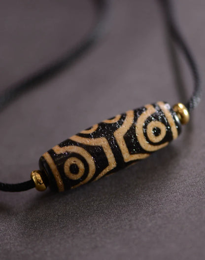 Tibetan Nine-Eyed Beads Pendant Unisex Dzi Beads Necklace