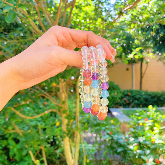 Natural Crystal Bracelet for Girls New Colorful Crystal Gradient Rainbow Bracelet - Touch Bling