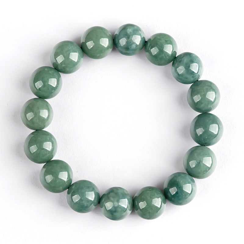 Natural A-Grade Jadeite Deep Bean Green Round Bead Bracelet – Elegant & Timeless - Touch Bling