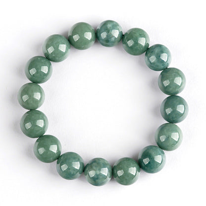 Natural A-Grade Jadeite Deep Bean Green Round Bead Bracelet – Elegant & Timeless - Touch Bling