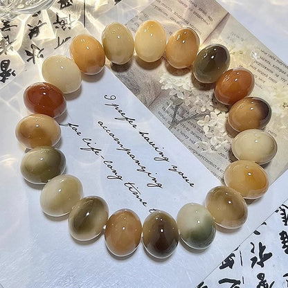 Natural Color Jade-Bodied Bodhi Prayer Bead Bracelet, 14mm - Touch Bling