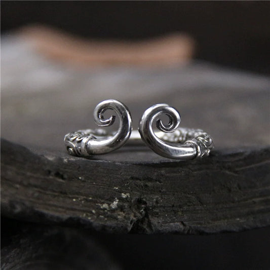 S925 Retro Thai Silver Ring Sun Wukong Tightening Spell Open Finger Ring for Men - Touch Bling