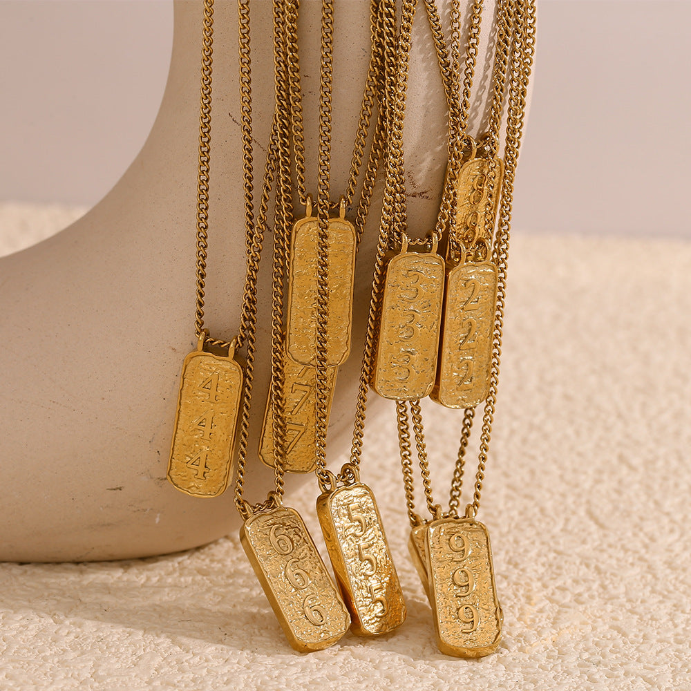 Fashion Angel Number Necklace Stainless Steel Plated 18K Gold Necklace for Women - Touch Bling